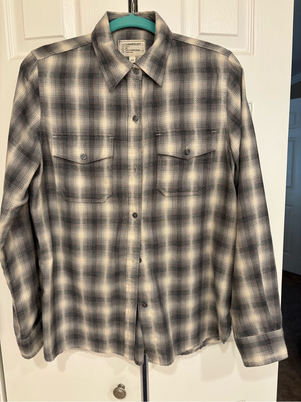 Current Elliott Women’s Gray Plaid Button Down